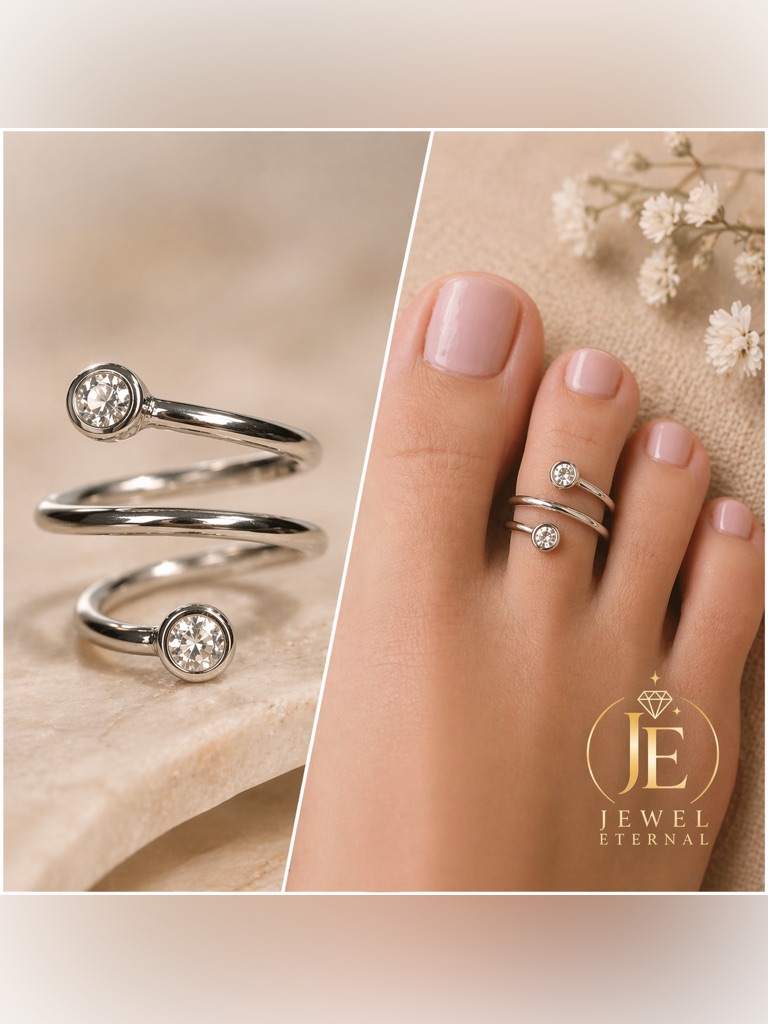 Double Star Adjustable Ring Moissanite Sterling Silver Toe Thumb